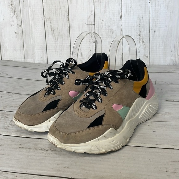 Gianni Bini Troye Chunky Taupe/Multi ColorLace-Up Sneakers - Picture 2 of 12